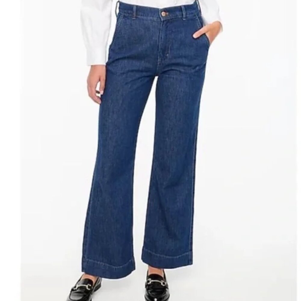 J. Crew Dark Blue Wide-Leg Jeans